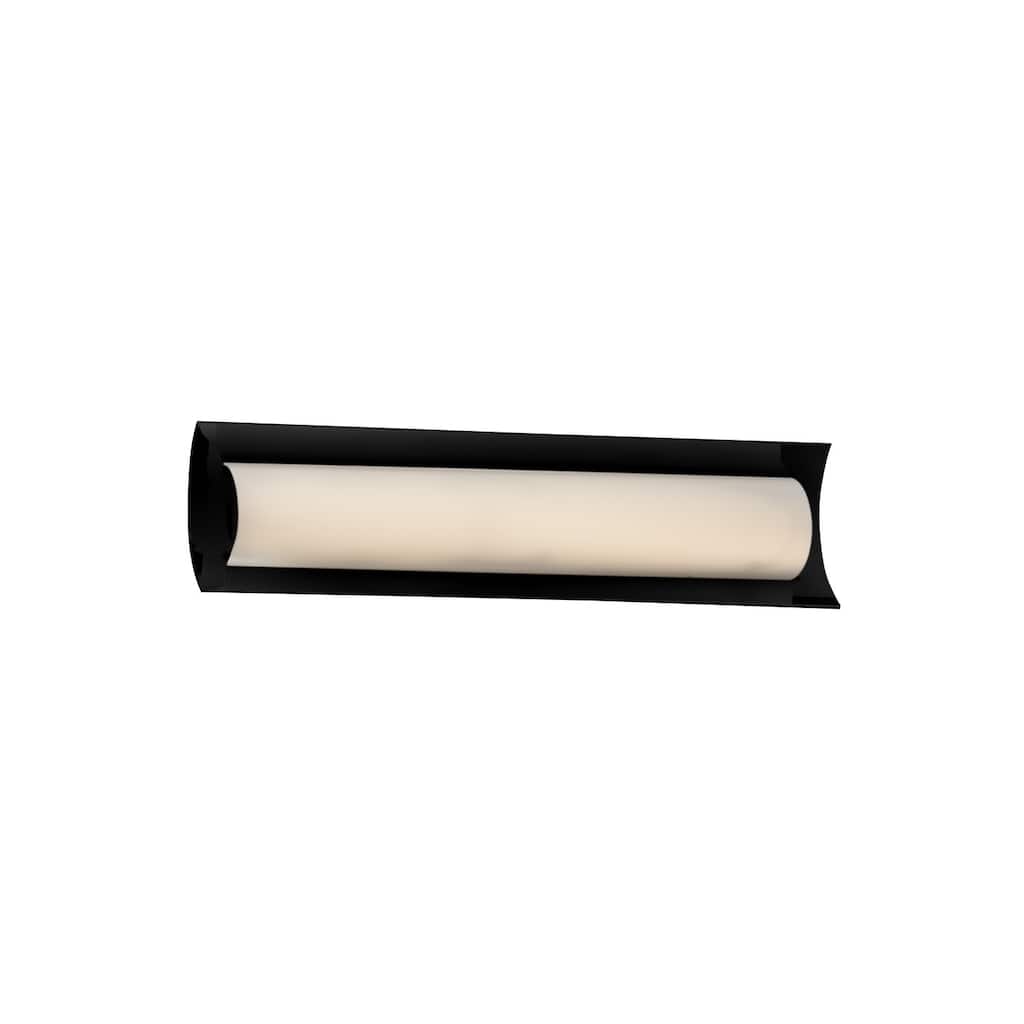 Justice Design Fusion Lineate 22-inch Matte Black ADA LED Wall/ Bath Bar, Opal Shade