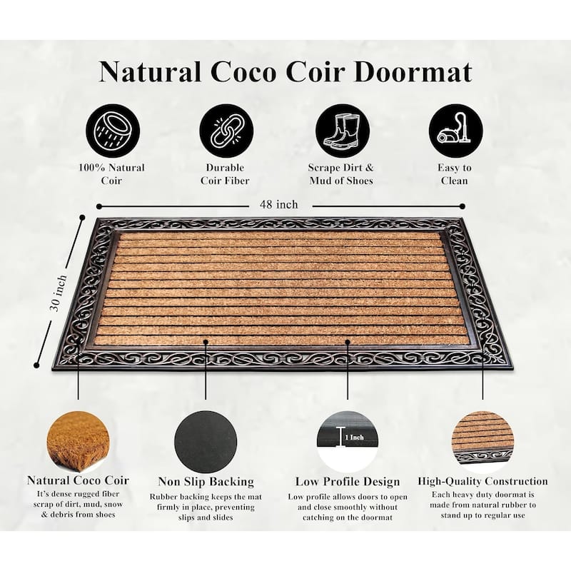 A1HC Natural Rubber And Coir Molded Hand-finished Doormat 30"X48"
