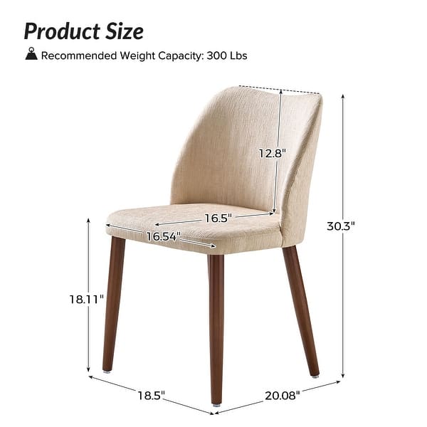 dimension image slide 5 of 9, HULALA HOME Melisa Upholstered Solid Wood Dining Chair Set of 6