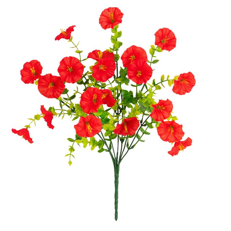 14-in UV Resistant Artificial Morning Glory Bush - Set of 12
