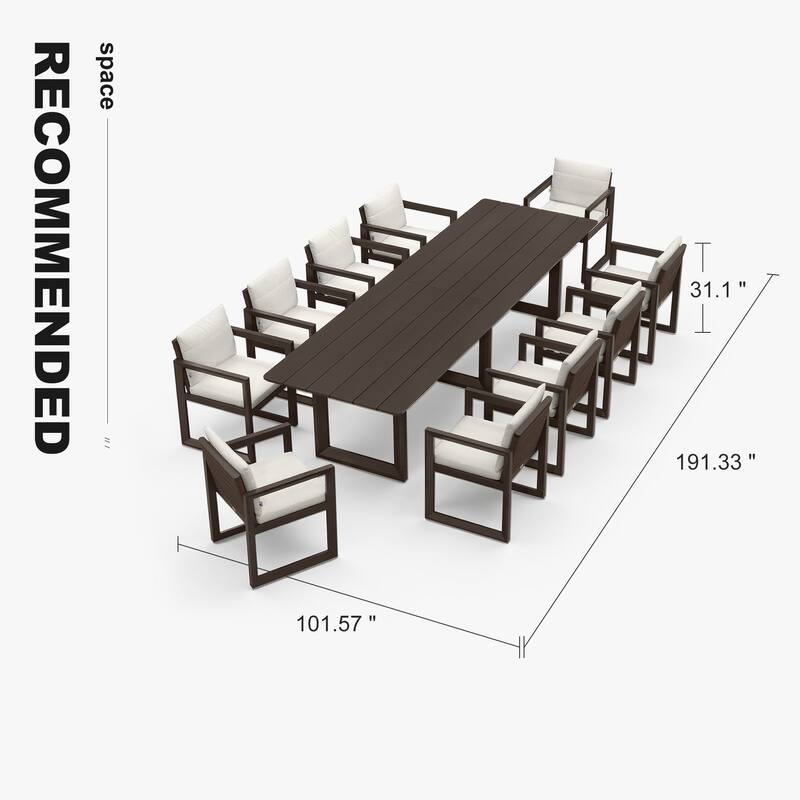 PURPLE LEAF Caesar Outdoor Dining Set Aluminum Luxury Patio Furniture with Olifen Removable Thick Cushion and Pillow-Bronze