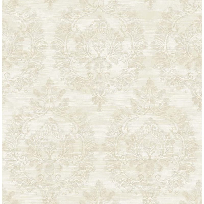 Seabrook Designs Erasmo Damask Unpasted Wallpaper - 20.5 in. W x 33 ft. L - Metallic Light Grey