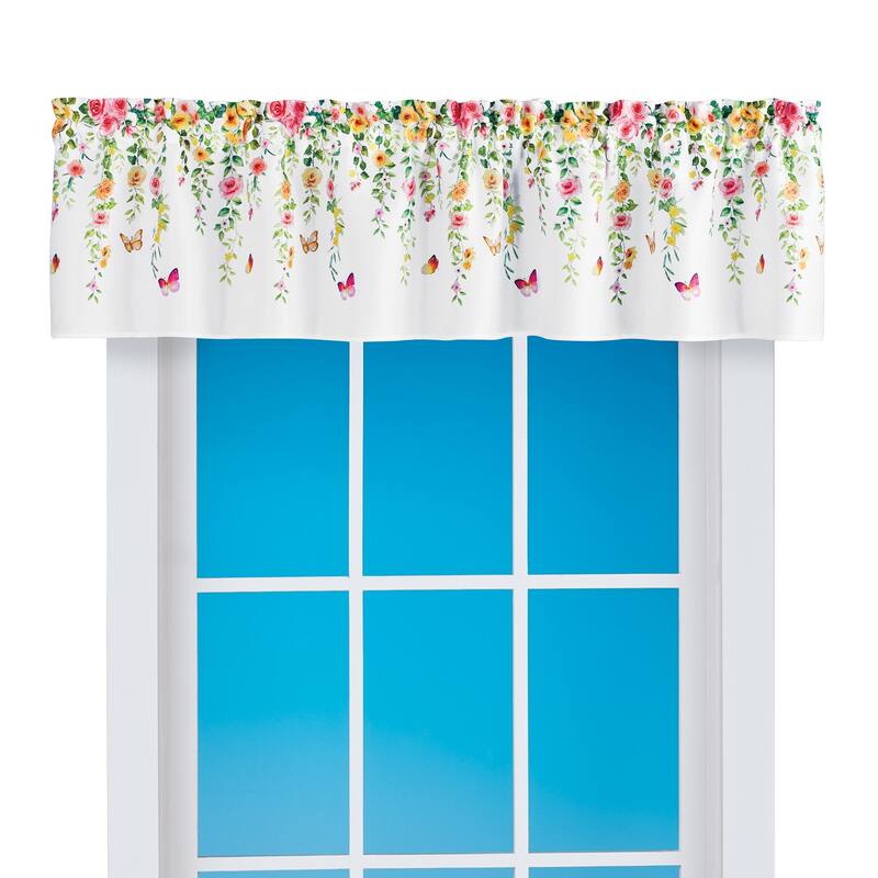 Colorful Rose Trailing Vine Window Valance - 7.750 x 6.500 x 1.000