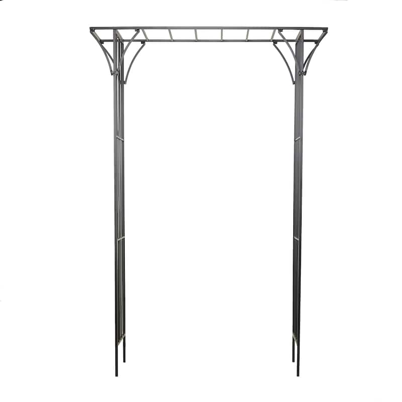 Metal Indoor Outdoor Garden Arbor with Lattice Work Sides - Black - Roche River Decor