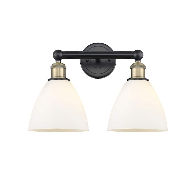 Innovations Lighting 616-2W-12-17 Bristol Vanity Bristol Glass 2 Light - Black Antique Brass / Matte White