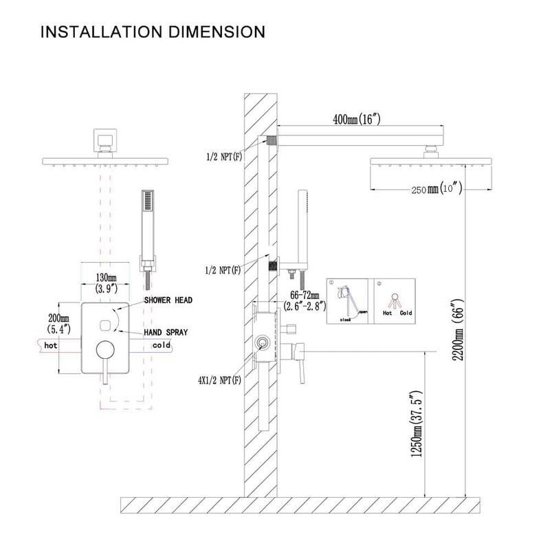Wall Mounted Shower System With Hand Shower Rain 10 Inch Shower Head Bathroom Shower Faucet Set With Pressure Balanced Valve