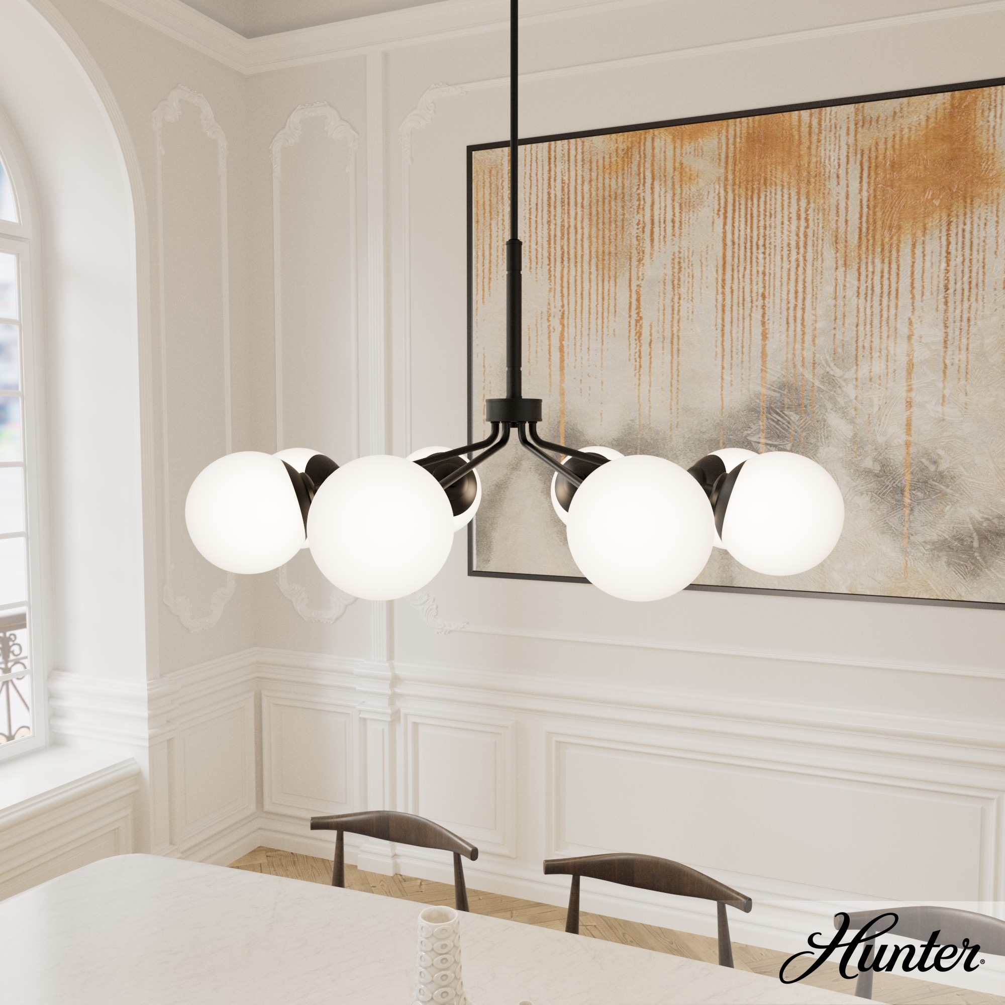 Hunter Hepburn Chandelier - Dining Room, Entry - Retro/Minimalistic, Sputnik