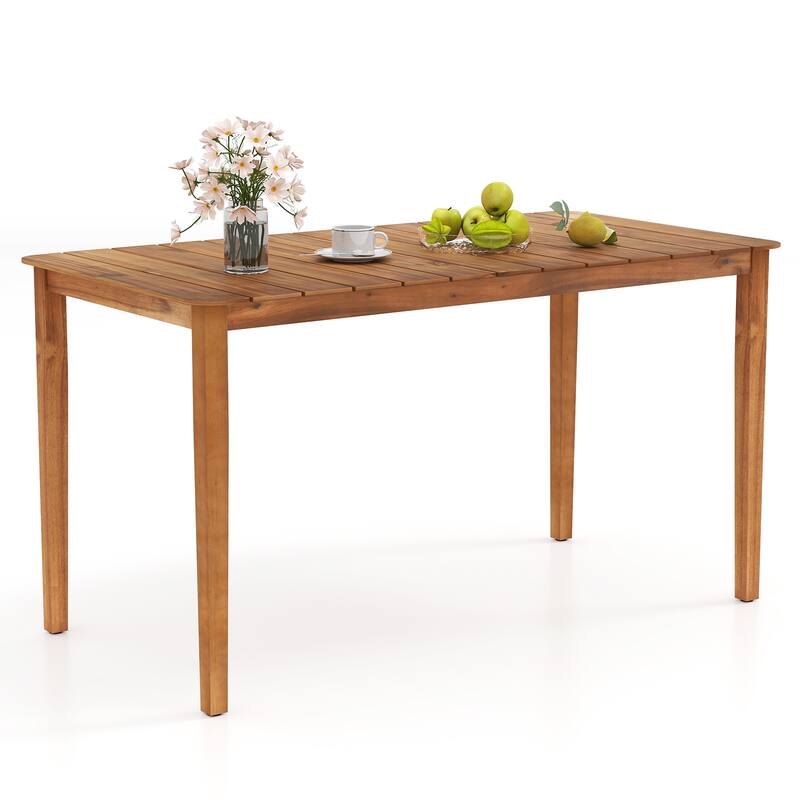 Gymax Rectangular Outdoor Dining Table 4-6 People Large Acacia Wood - Natural