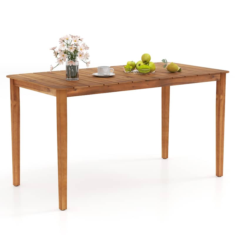 Natural Acacia Wood Dining Table 54-Inch Rectangular Rustic Design for 6 - 54" x 28" x 29" (L x W x H)