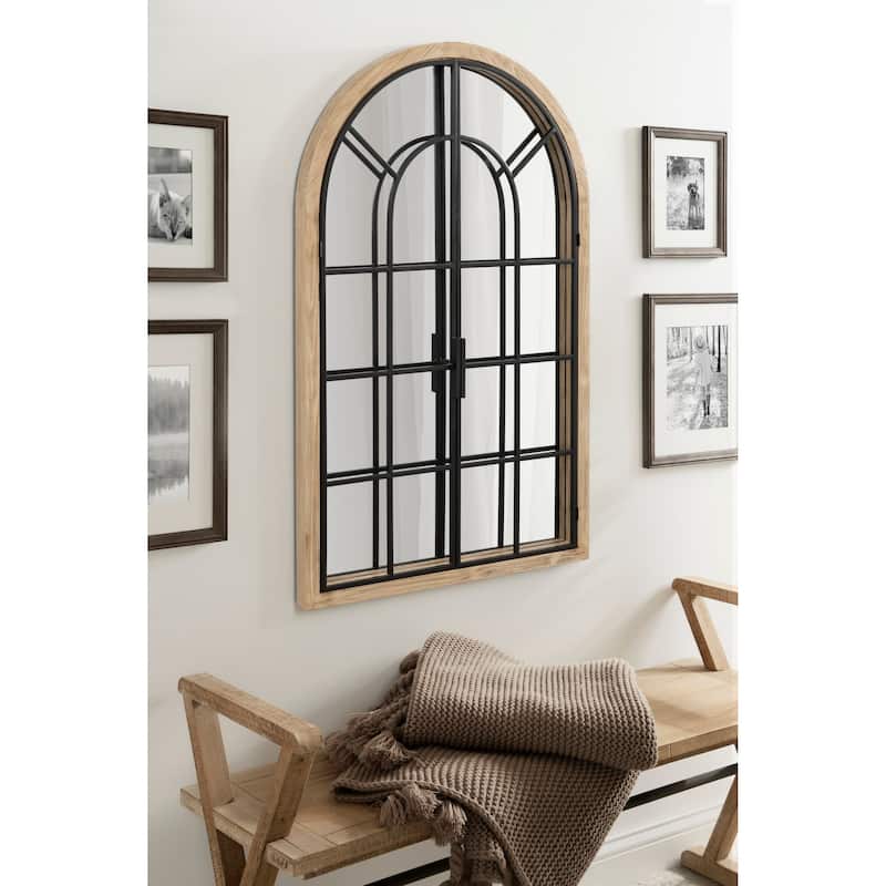 Kate and Laurel Boldmere Wood/Metal Arch Windowpane Mirror - 26x42