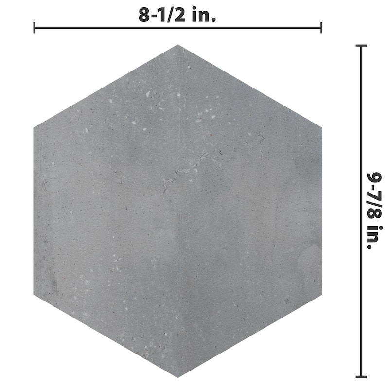 Merola Tile Recycle Hex Antique 8-1/2" x 9-7/8" Porcelain Floor and Wall Tile