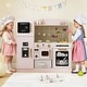 preview thumbnail 5 of 17, Wooden Play Set Kitchen MDF Stainless Steel Lighted Microwave Ice Maker Ample Storage for Kids 3 Years Old and Up