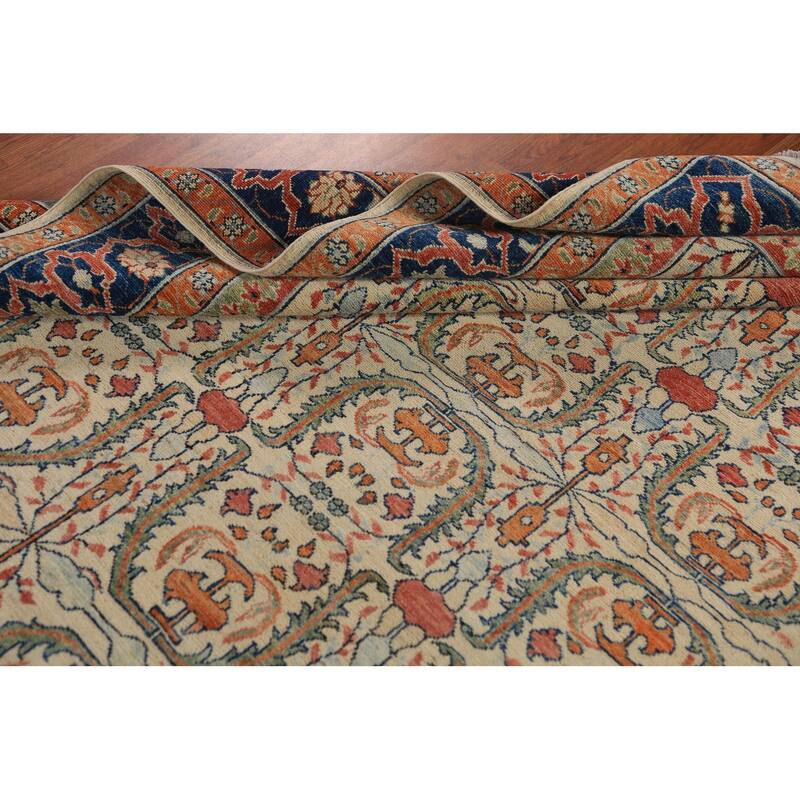All-Over Heriz Serapi Vegetable Dye Area Rug Handmade Wool Carpet - 6'11"x 9'10"