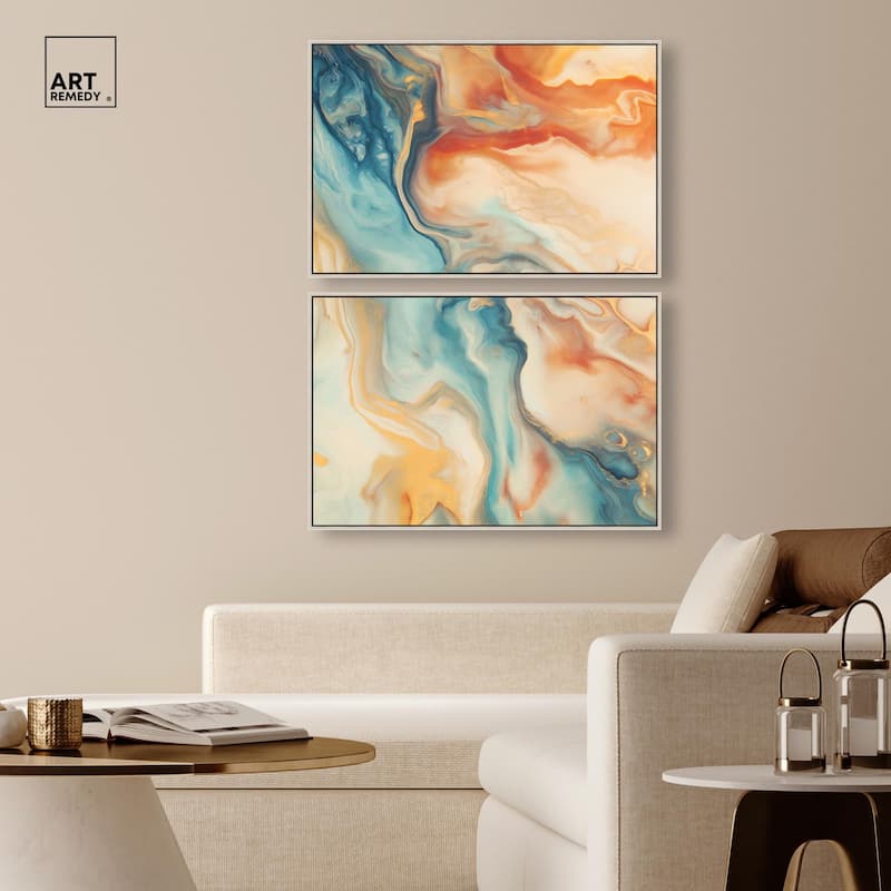 Marbled Sunrise II Canvas Set of 2 by Art Remedy