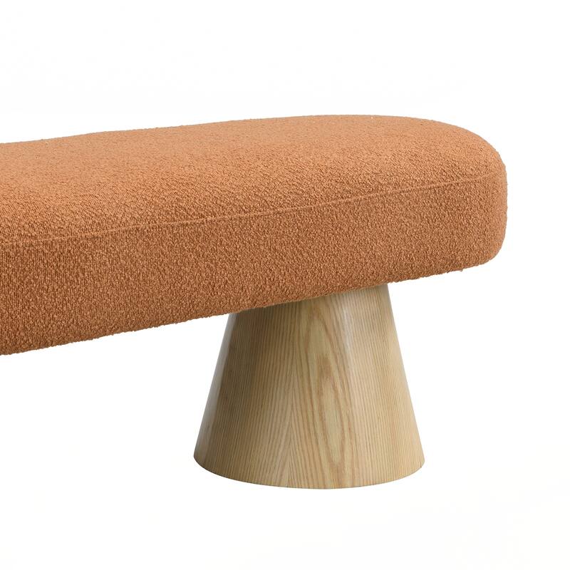 Upholstered Bedroom End of Bed Entryway Bench, Boucle Ottoman for Living Room - Orange