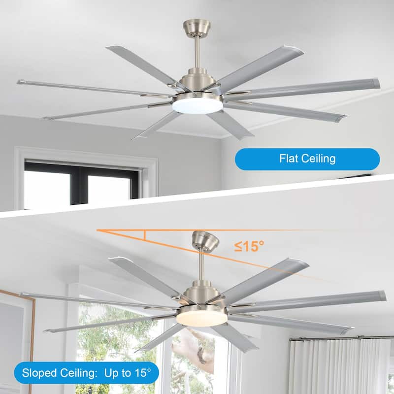 52"/66"/72"/76 Inch Modern Ceiling Fan with Dimmable LED Light ,Remote&APP Control,8 Blades for Large Living Room,Porch