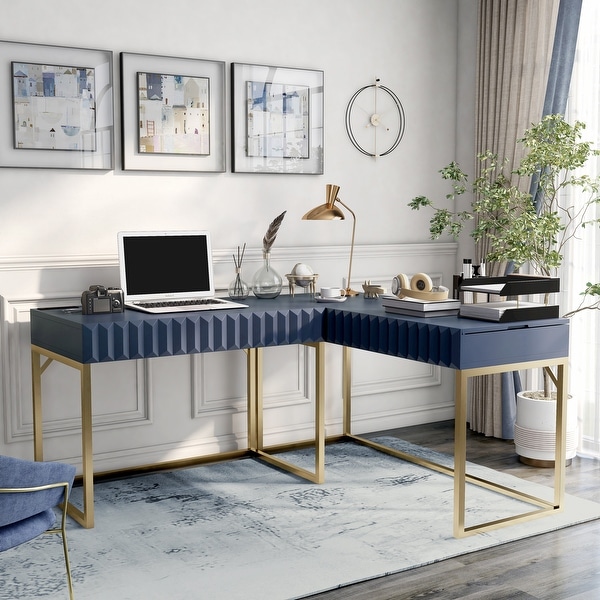 Glam l shaped outlet desk