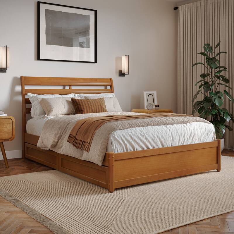 Emelie Platform Bed with Panel Footboard and Storage Drawers
