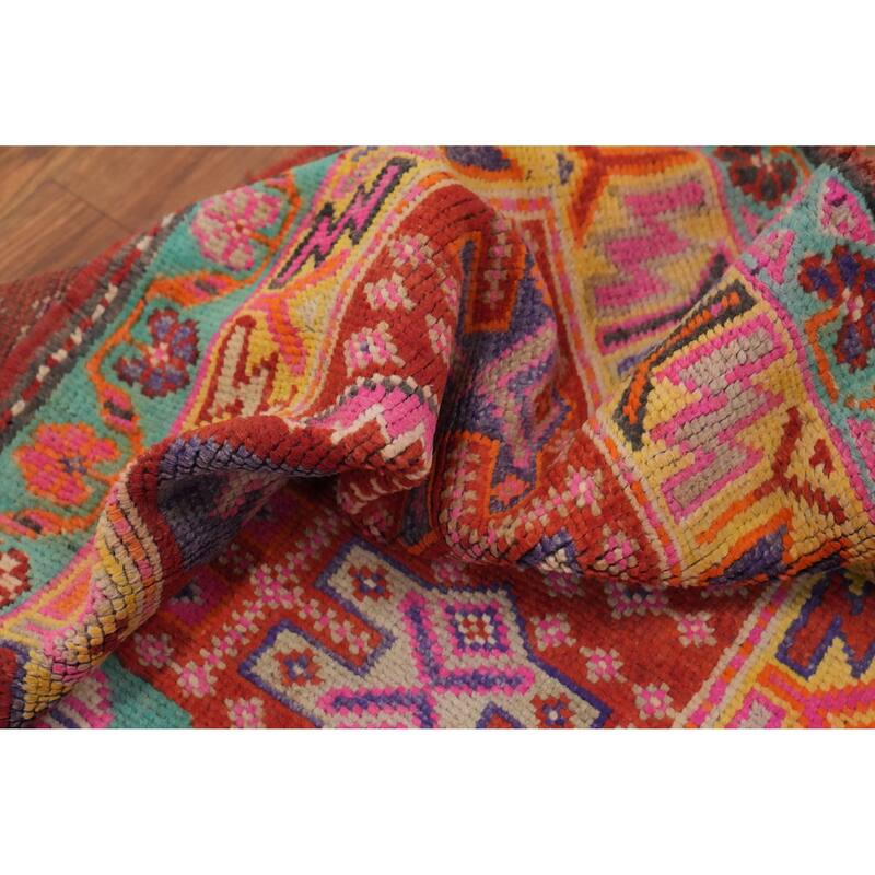 Hand Knotted Oriental 100% Wool Carpet Traditional Tribal Oranges & Rust Lori Runner Rug - 11' 10'' X 3' 1''