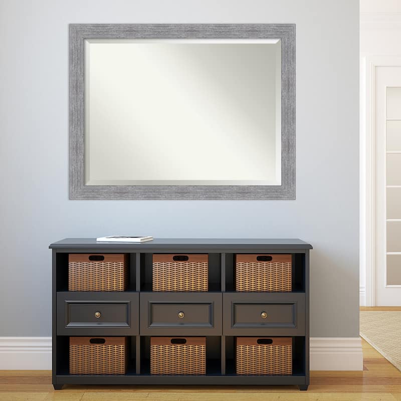 Beveled Wall Mirror - Bark Rustic Char Frame