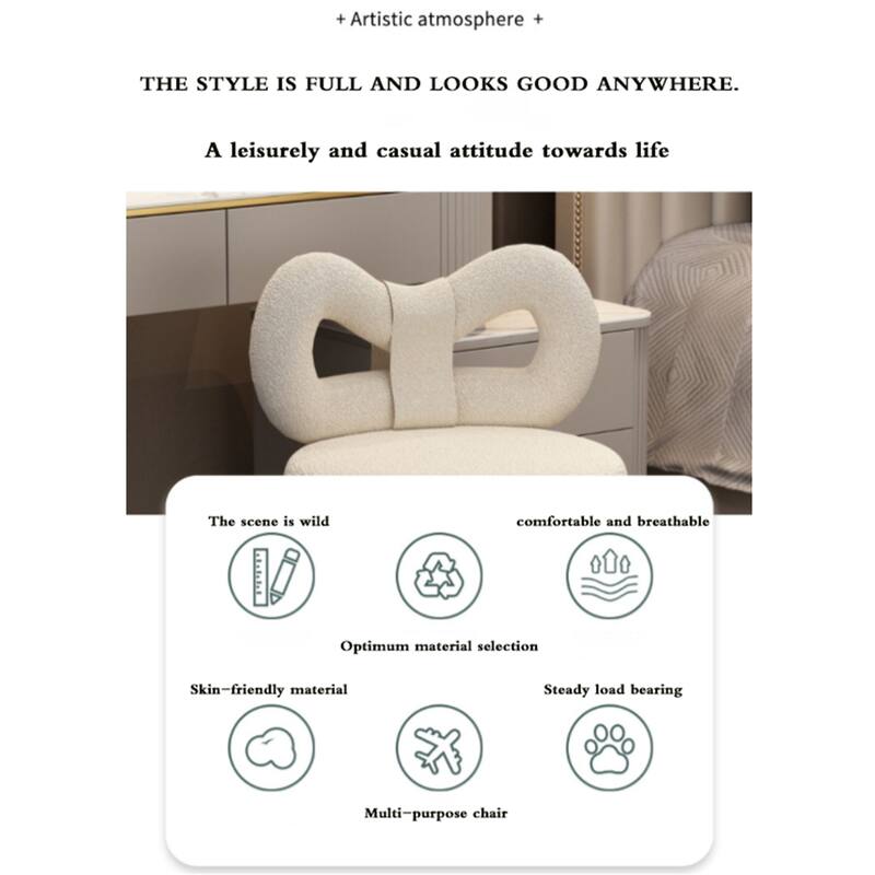Ergonomic Bow Leisure Chair with High Resilience Sponge Cushion