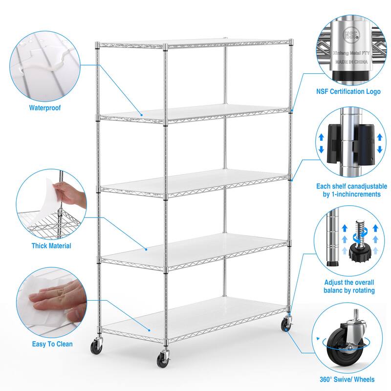 5 Tier metal storage rack with lining