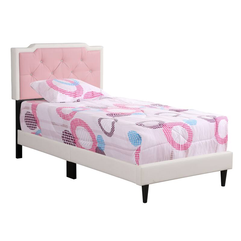 Twin Bed Frame White - Modern Boho Design, Sturdy Metal Platform Bed, Easy Assembly