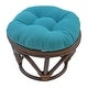 preview thumbnail 9 of 20, 18-inch Round Twill Footstool/Ottoman Cushion (Cushion Only) - 18 x 18 Aqua Blue