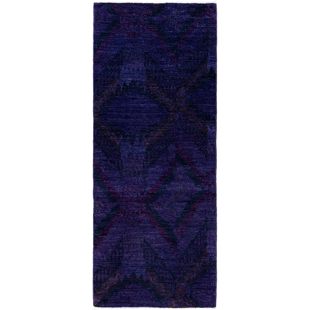Overdyed One-of-a-Kind Hand-Knotted Area Rug - Purple - 2' 6" x 6' 4"