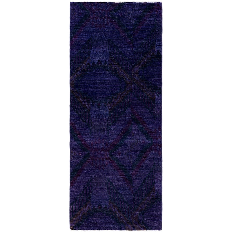 Overdyed One-of-a-Kind Hand-Knotted Area Rug - Purple - 2' 6" x 6' 4"