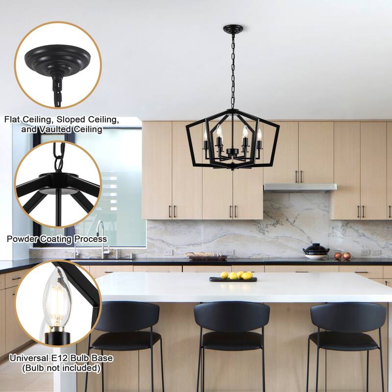 6-Light Classic Candlestick Hanging Linear Chandelier Lighting for Kitchen Island