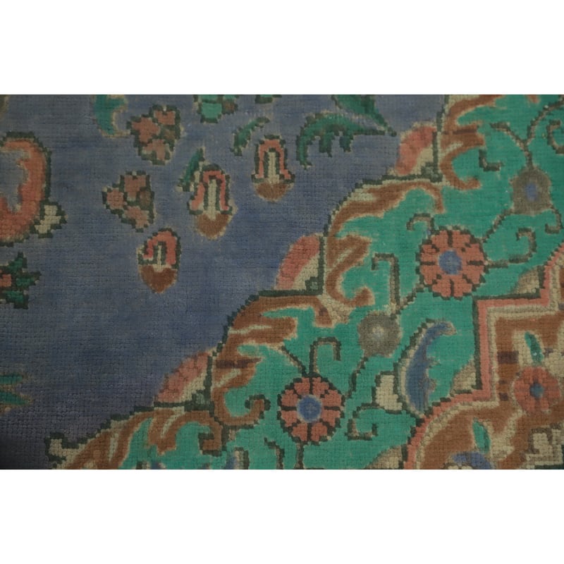 Hand Knotted Oriental 100% Wool Carpet Traditional Floral Purples Tabriz Area Rug - 9' 9'' X 6' 6''