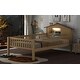 preview thumbnail 4 of 22, Twin Wood Platform Kids Bed with House-Shaped Headboard, LED Light & Built-in Storage, Finish with Safety Guardrails, Natural