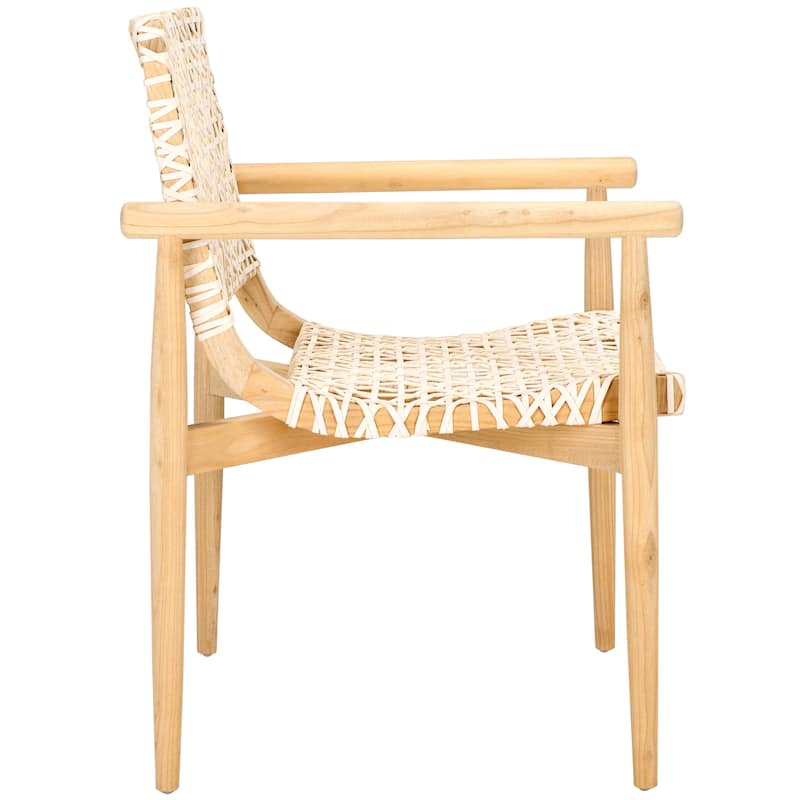 SAFAVIEH Clarissa Solid Wood & Leather Accent Chair (Fully Assembled) - W23" x D23" x H33" - 23Wx23Dx33H