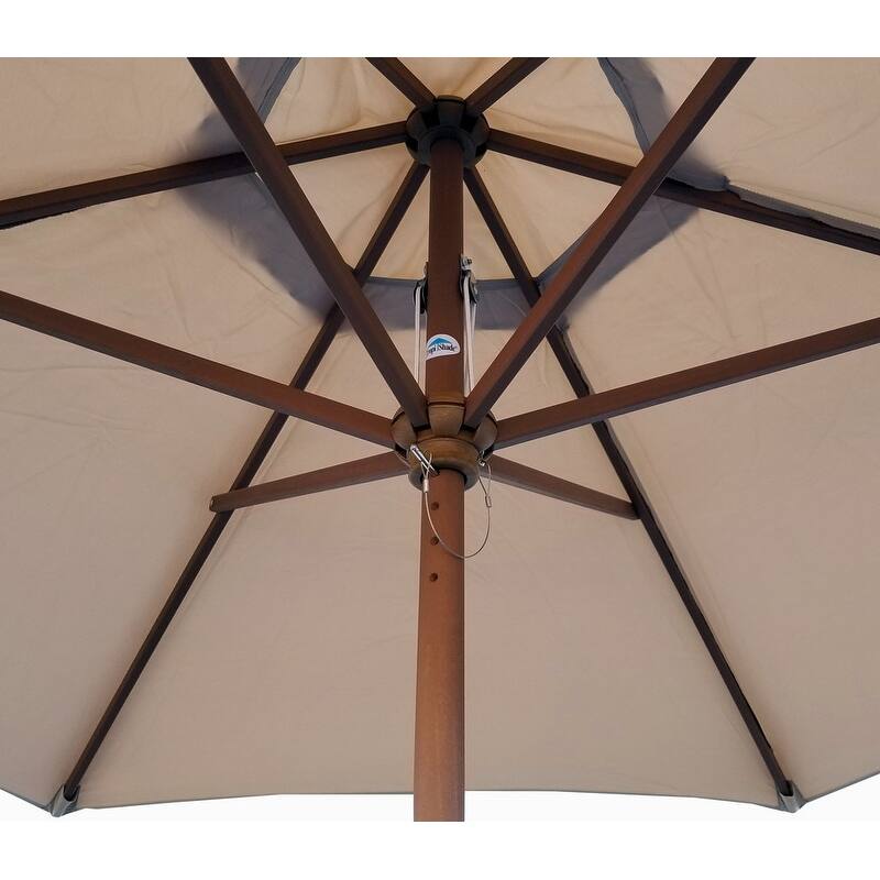 9 ft tropishade commercial patio umbrella TropiShade 9 Ft Wood Market Umbrella With Antique White Polyester Cover
