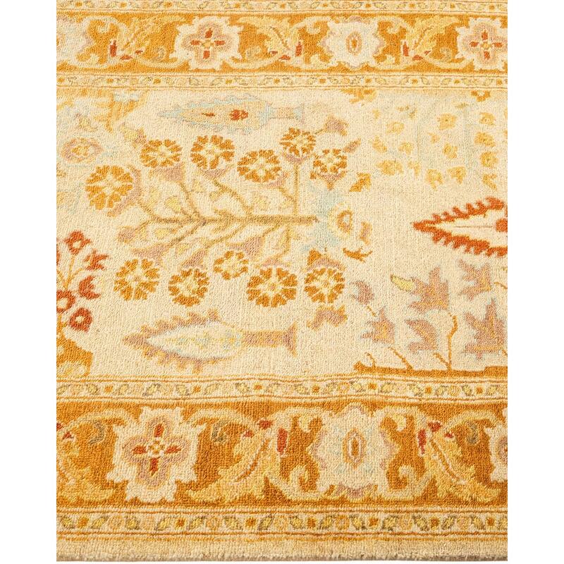 Overton Hand Knotted Wool Vintage Inspired Traditional Ottoman Ivory Runner Rug - 2' 7" x 13' 10"