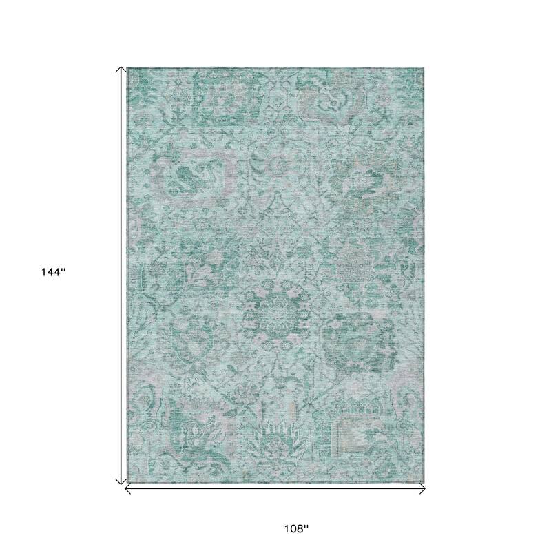 HomeRoots Damask Traditional Rectangle Outdoor Rug