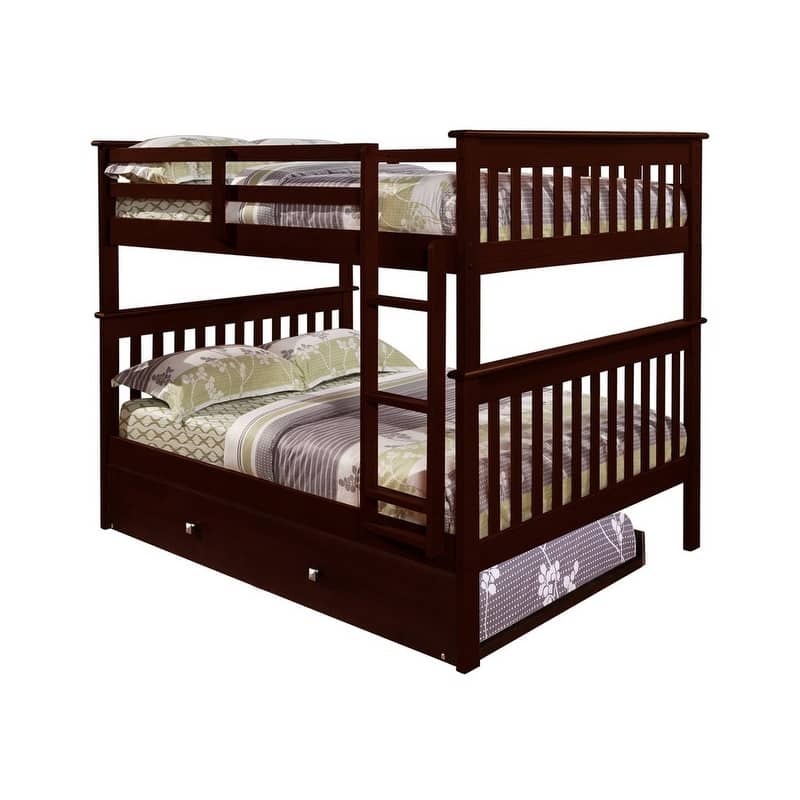 Cappuccino Full over Full Mission Bunk Bed with Drawers or Trundle