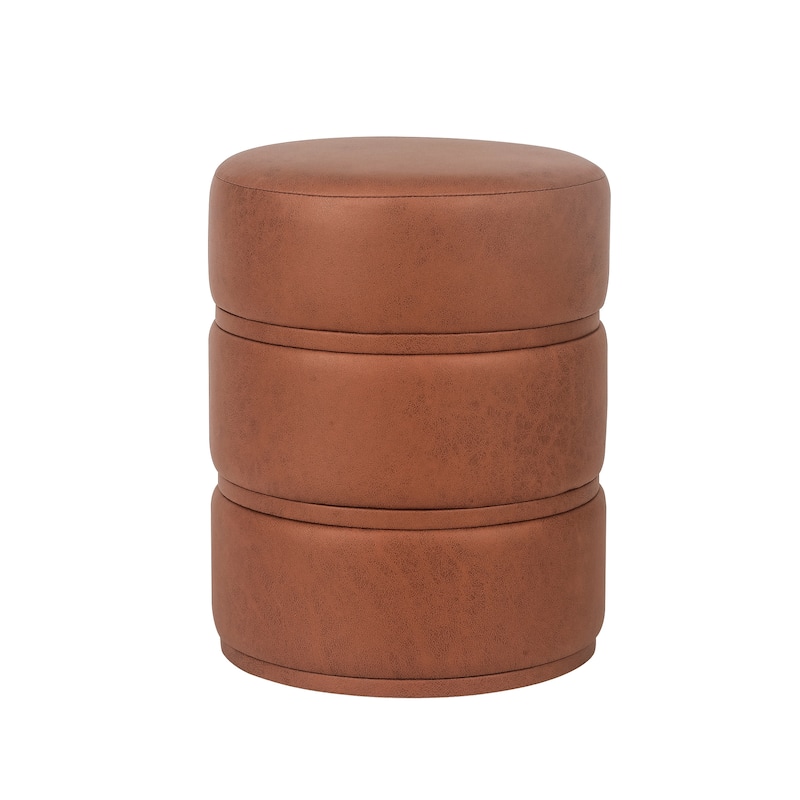 Adeco Round Ottoman 17.9" Height Footrest Vanity Stool