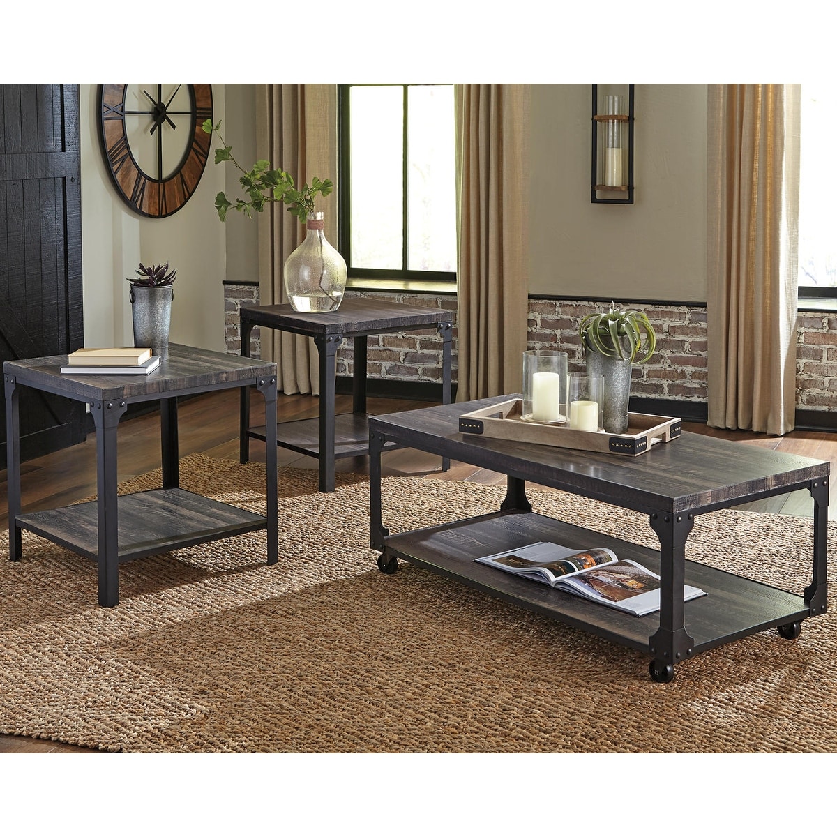 Jandoree Brown Black Casual 3 Piece Occasional Table Set Overstock 30884322