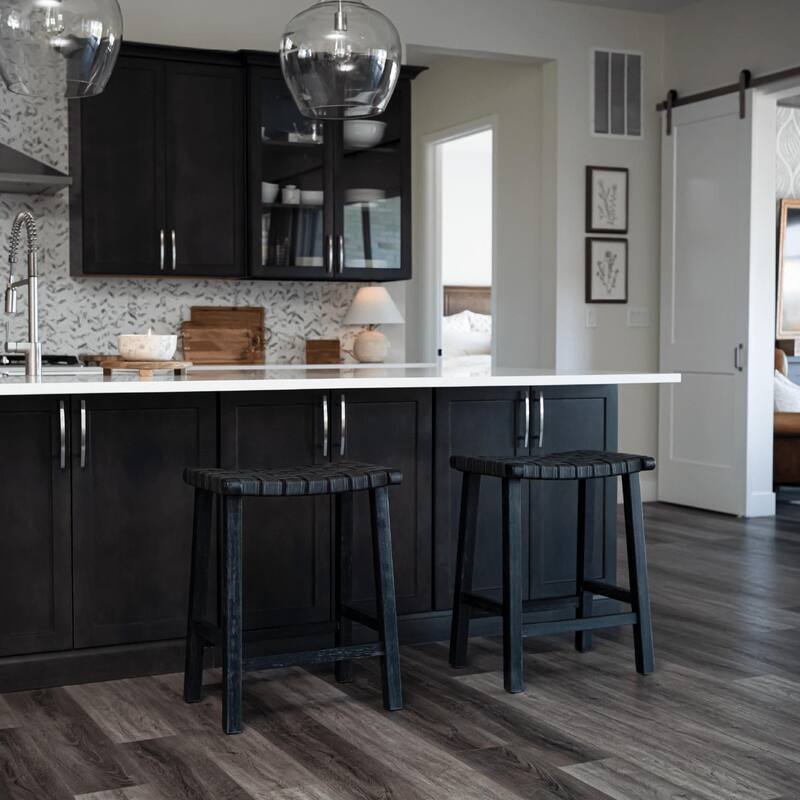 Maven Lane Noah Backless Kitchen Dining Stool with Vegan Leather