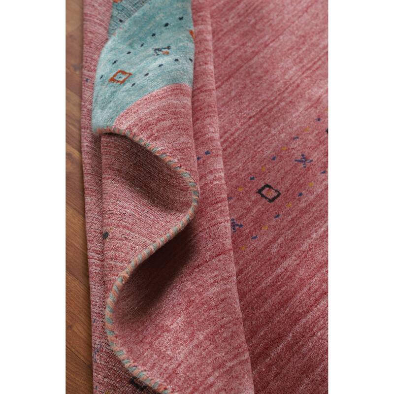 Hand Knotted Oriental 100% Wool Carpet Tribal Animal Pictorial Pink Gabbeh Area Rug - 5' 10'' X 3' 11''