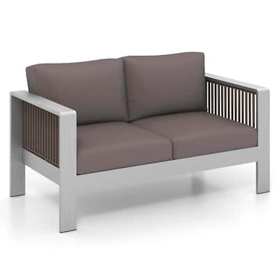 Costway Patio Aluminum Loveseat Sofa Outdoor Furniture Set with Thick - See Details