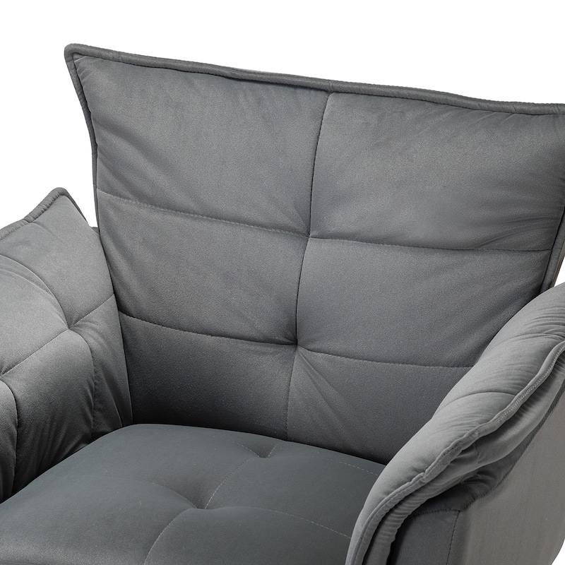 1ida Modern Velvet Tufted Padded Cushion Armchair with Golden Metal Legs by HULALA HOME