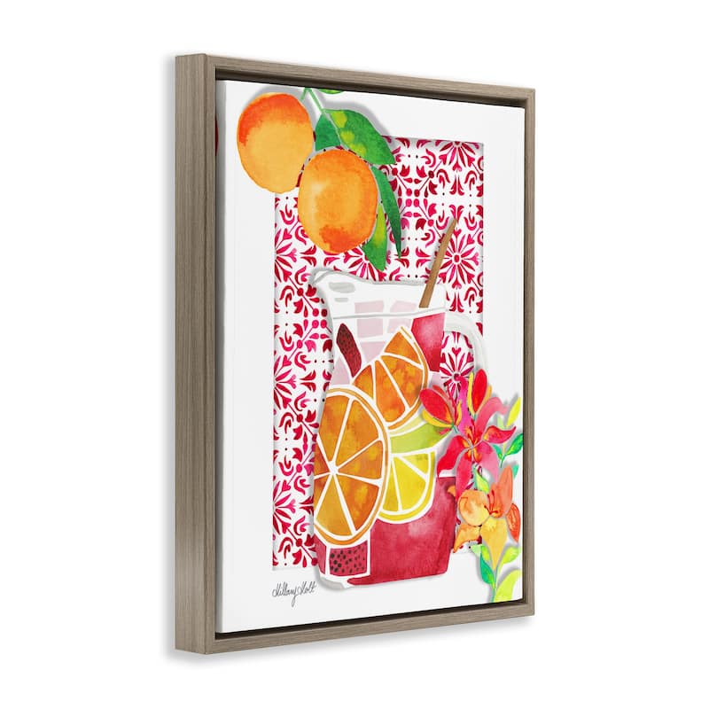 Stupell Mediterranean Sangria Drink Framed Floater Canvas Wall Art Design By Hillary Holt