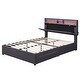 preview thumbnail 7 of 17, Multiple Storage,Full Size Upholstered Platform Bed with Storage Headboard, LED, USB Charging and 2 Drawers