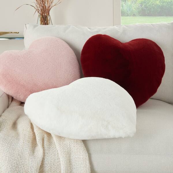 slide 2 of 16, Mina Victory Faux Fur Plush Heart Shaped Pillow , ( 18"X18" )