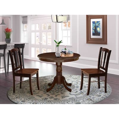 3-Piece Mahogany Finish Solid Wood Top - Dining Room Set - Seats-4