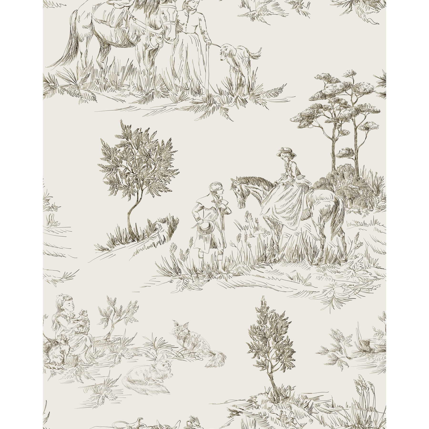 Blue Toile Countryside Wallpaper Vintage French Blue Toile  Etsy