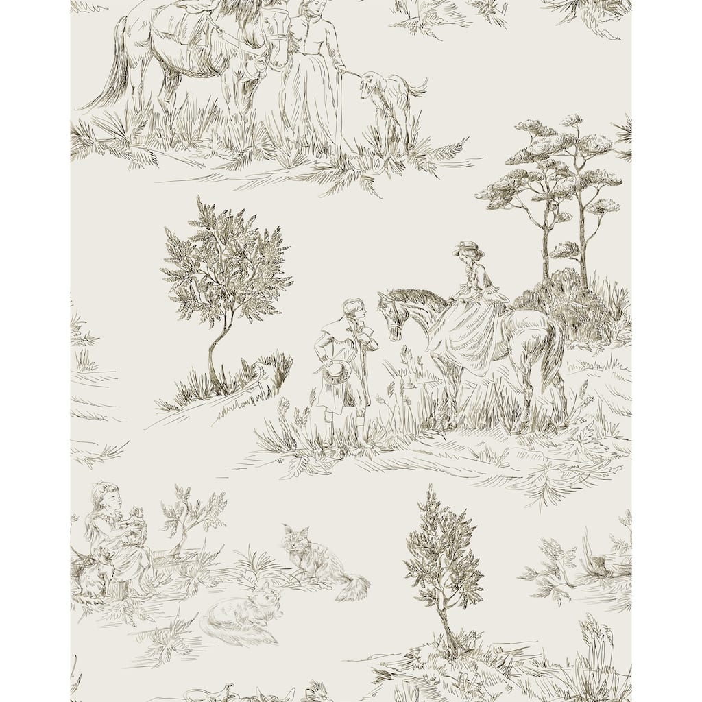 Toile De Jouy Stile Peel and Stick Wallpaper - 24'' W x 10' L